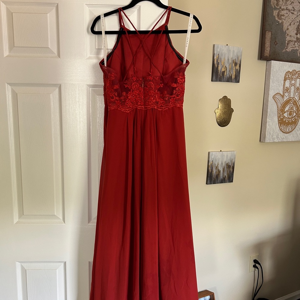 Azazie Red Embellished Bridesmaids Dress